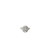 Platinum Deco 1.00ct E VS2 Old Mine Cut Round and Baguette Diamond Vintage Ring